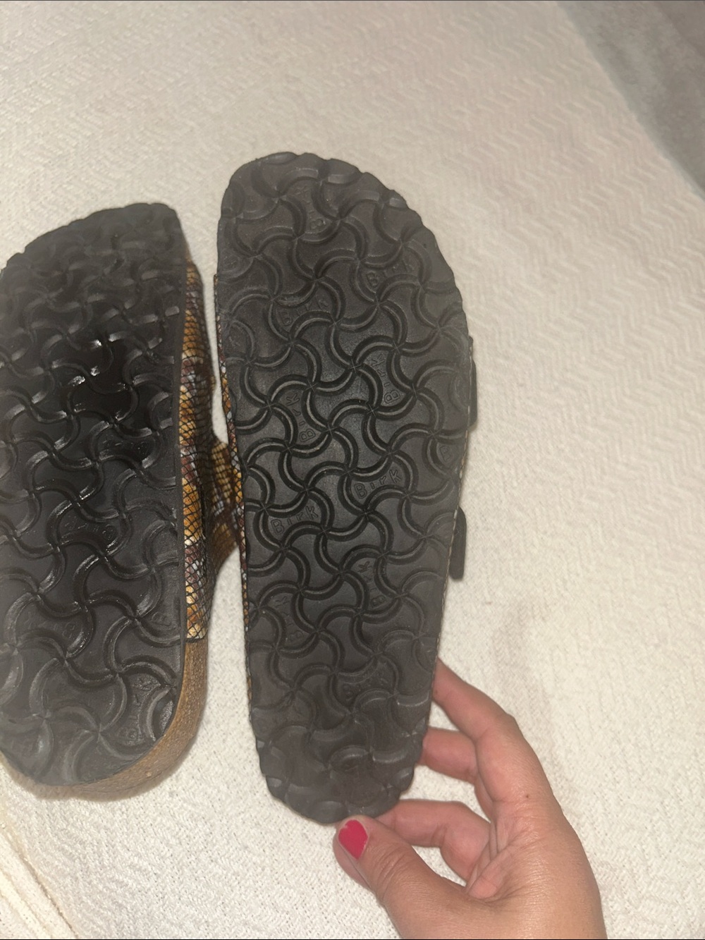 Birkenstock Arizona Snake-Print Sandals in Brown and Gold - Picture 7 of 10